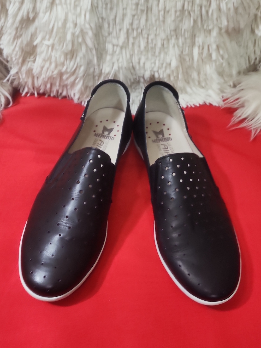 Mephisto  Korie Perf Black Perforated Slip-On Loafers